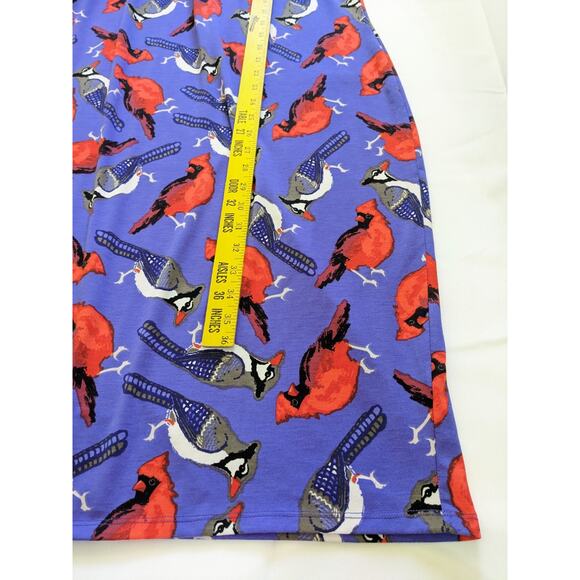 New LULAROE Julia Purple with Cardinals & Bluejays Dress Size XL BIRD PATTERN - Picture 5 of 6